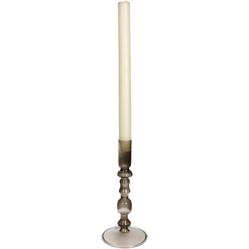 Kerzenständer Glas Taupe 9x9x19,5cm