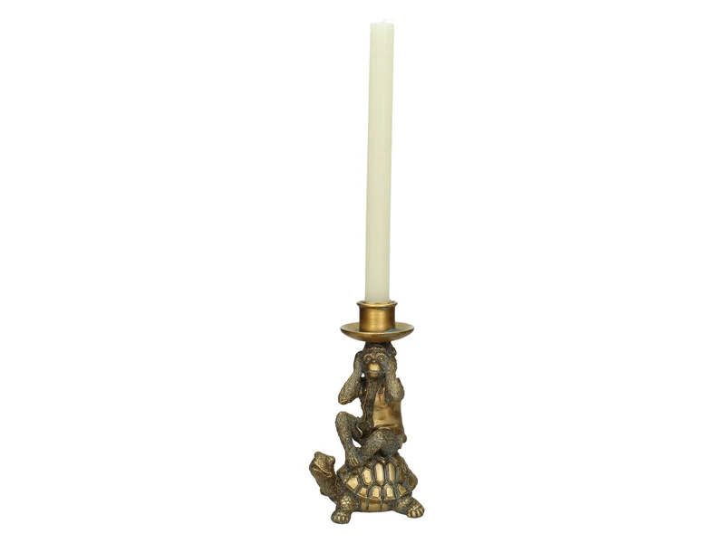 Kerzenständer Affe Polyresin Gold 11x8.5x19.5cm