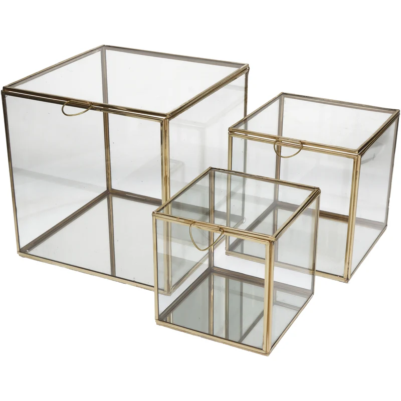 Box Messing Gold 21x21x21cm S/3