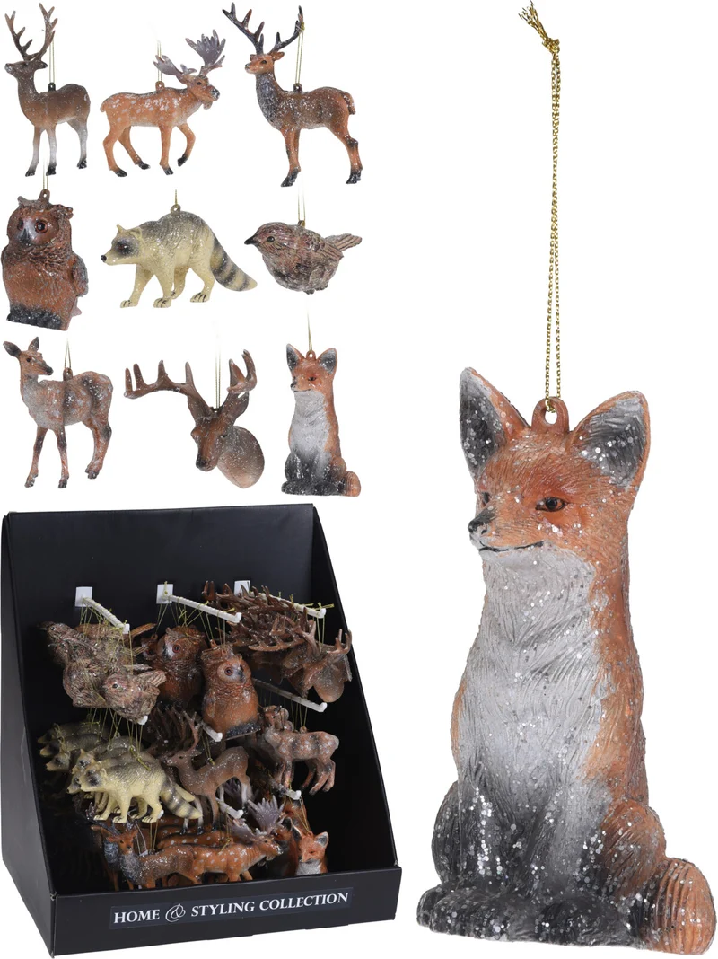 HÄNGENDE DEKOTIERE AUS KUNSTSTOFF ''NATUR'' 12CM 9 STÜCK SORTIERT
