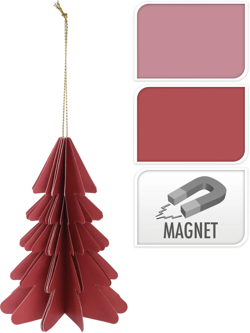 WEIHNACHTSBAUM PAPIER HÄNGEDEKO 15CM ROT/ROSA SORTIERT