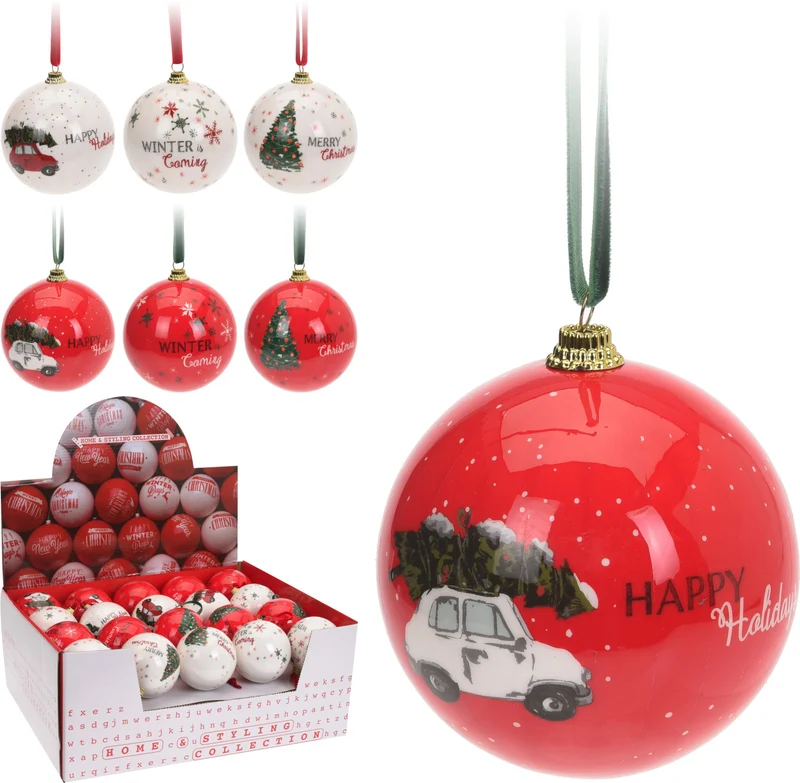 WEIHNACHTSKUGELN 75MM KUNSTSTOFF 6 STÜCK SORTIERT WEISS/ROT