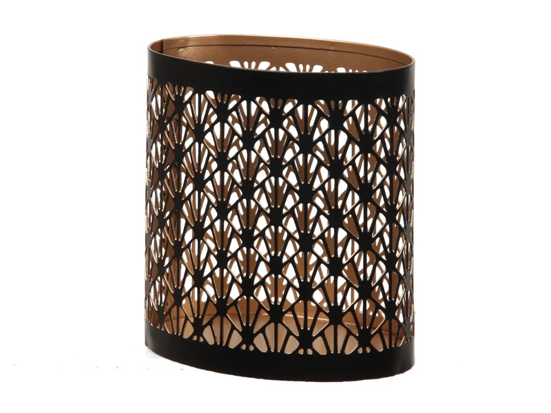 St. 1 Metall-Kerzenhalter ''Krone'' oval schwarz/gold 9x6x10cm