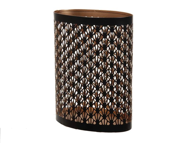 St. 1 Metall-Kerzenhalter ''Krone'' oval schwarz/gold 12x8x15,5cm