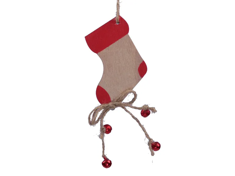 pb. 8 Holzsocken/hängend natur/rot 9x5,7 cm