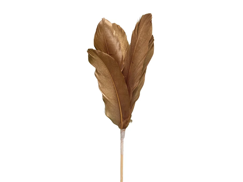 pb. 12 Gänsefedern/Stick Senf gold 58cm