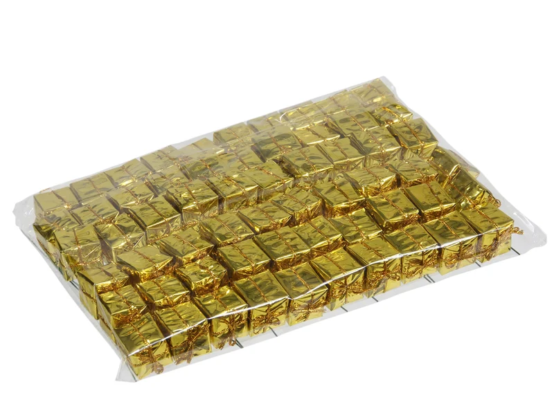 pb. 60 Geschenkboxen Folie auf Plektrum hellgold 25x25mm