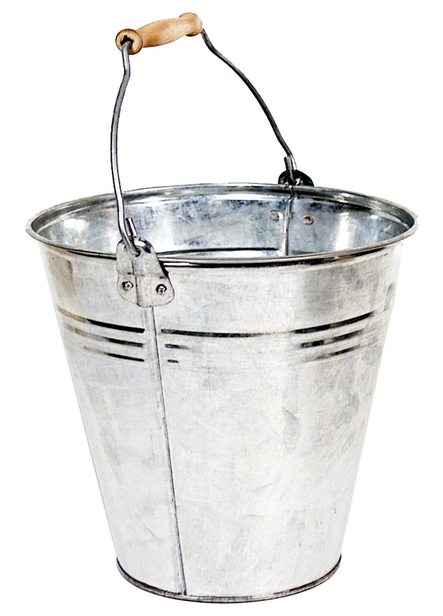 Zink Natur Eimer Holzgriff D28H27