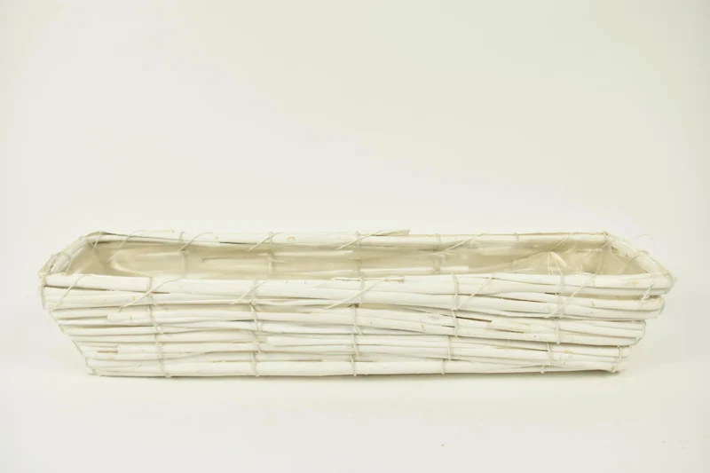 Korb Rechteck Schilf schmal weiß 41.5x9.5x8cm