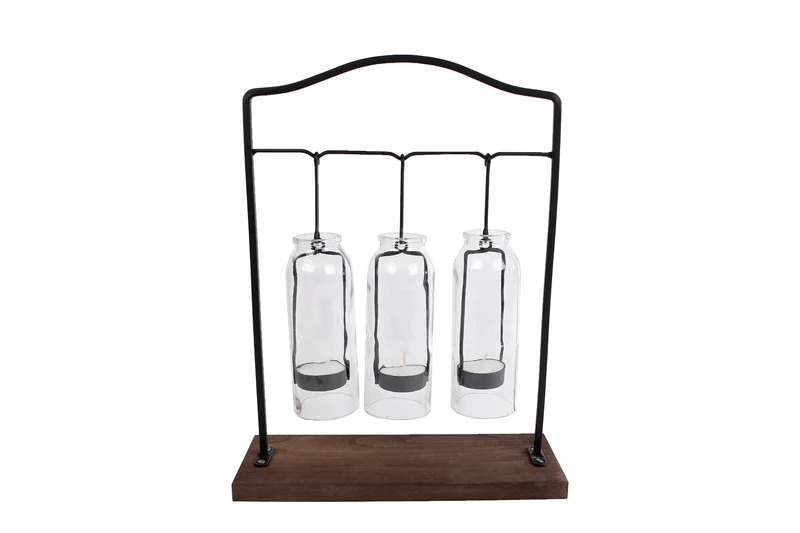 St. 1 T-Lichthalter/Fuß braun Ø 12x13 cm Glas