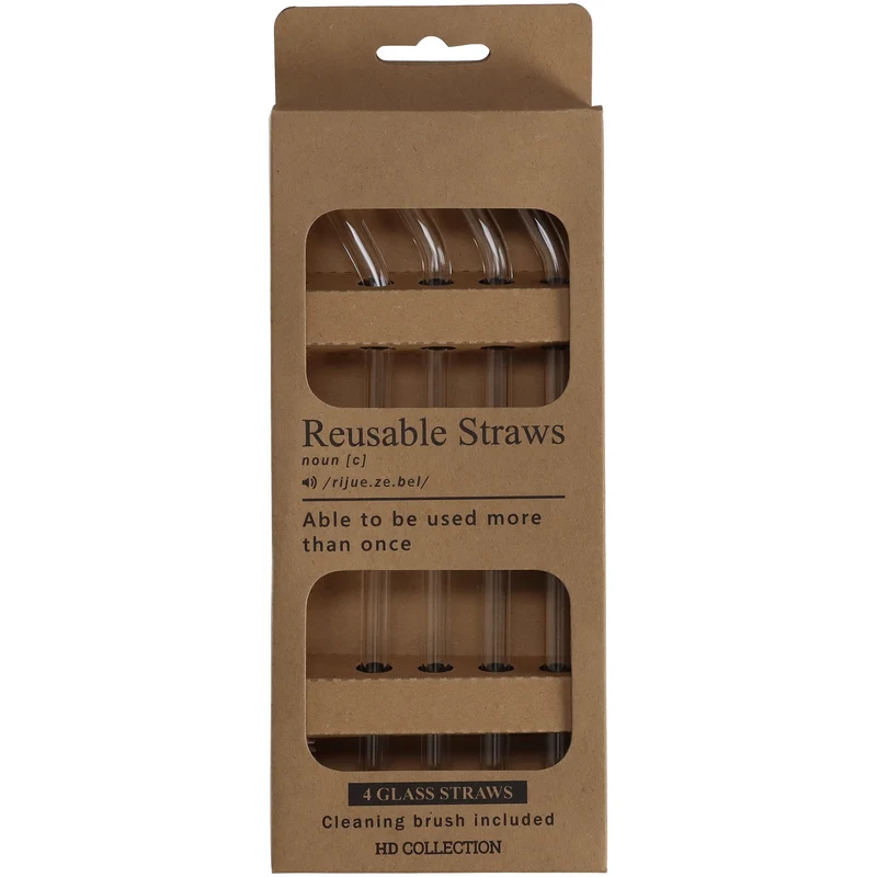 Trinkhalm Glas Mix Farbe 9.2x2.3x24.3cm BOX/4