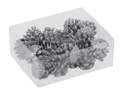 PET 8 glitter flowers/wire silver Ø 10cm