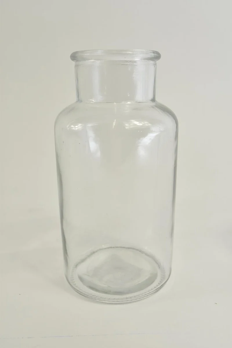 Tray grijs met 1 fles en leren oren grey wash 9x9x12,5cm