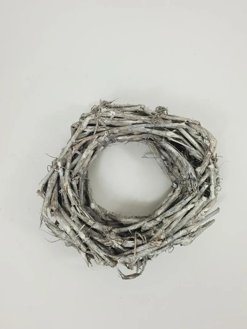 TRAUBENHOLZKRANZ 30*5 CM. WEISS GEWASCHT