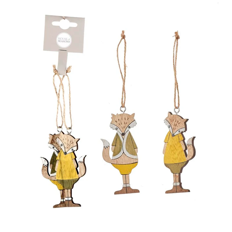 Ornament Fuchs grün gelb - 2er Pack - 3.5x8.5x0.5cm
