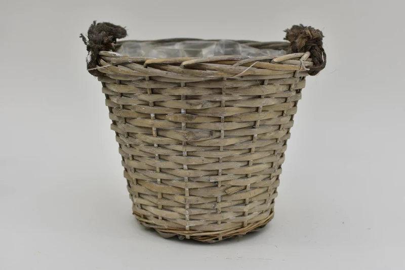 Oorpot Schilfrohr mit Jute Ohren 25x21cm Grau