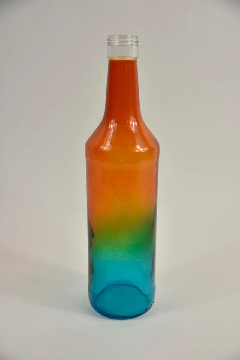 Glasflasche mehrfarbig D7 H29cm