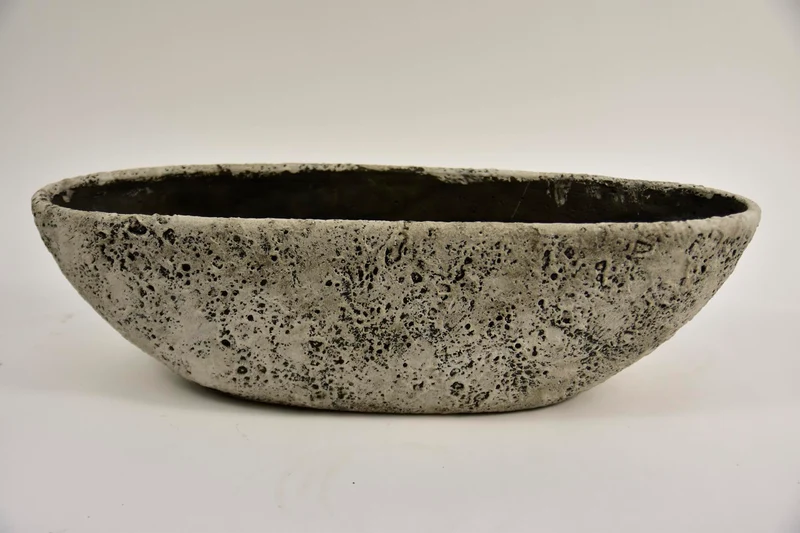 Schale Lava Oval L 55x19x16,5cm Stein Grau