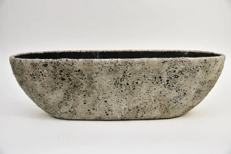 Schale Lava Oval XL 71,5x19,5x21,5cm Stein Grau