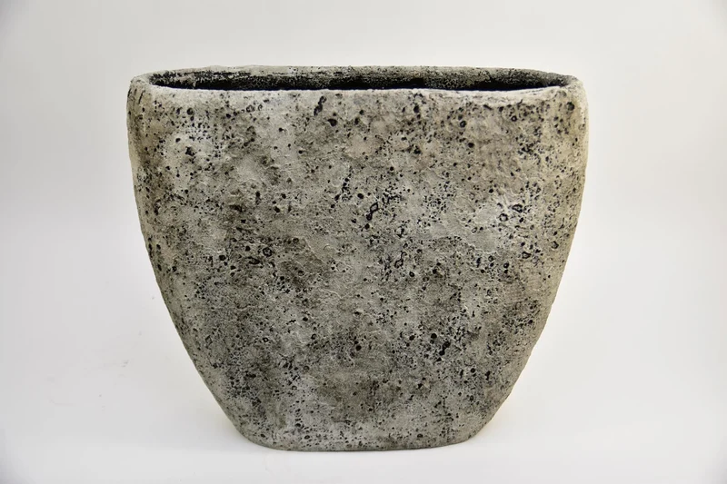 Vase Lava oval L 59x26x50cm Steingrau