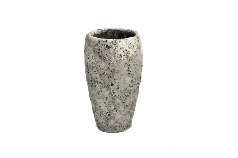 Vase Lava rund D18 H30cm Steingrau