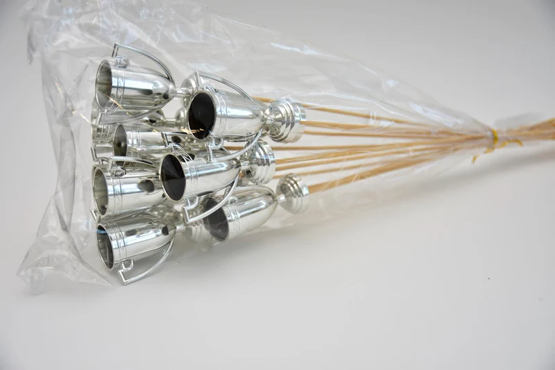 12 Deco-Trophäen H6,5cm Silber auf 50cm Stock