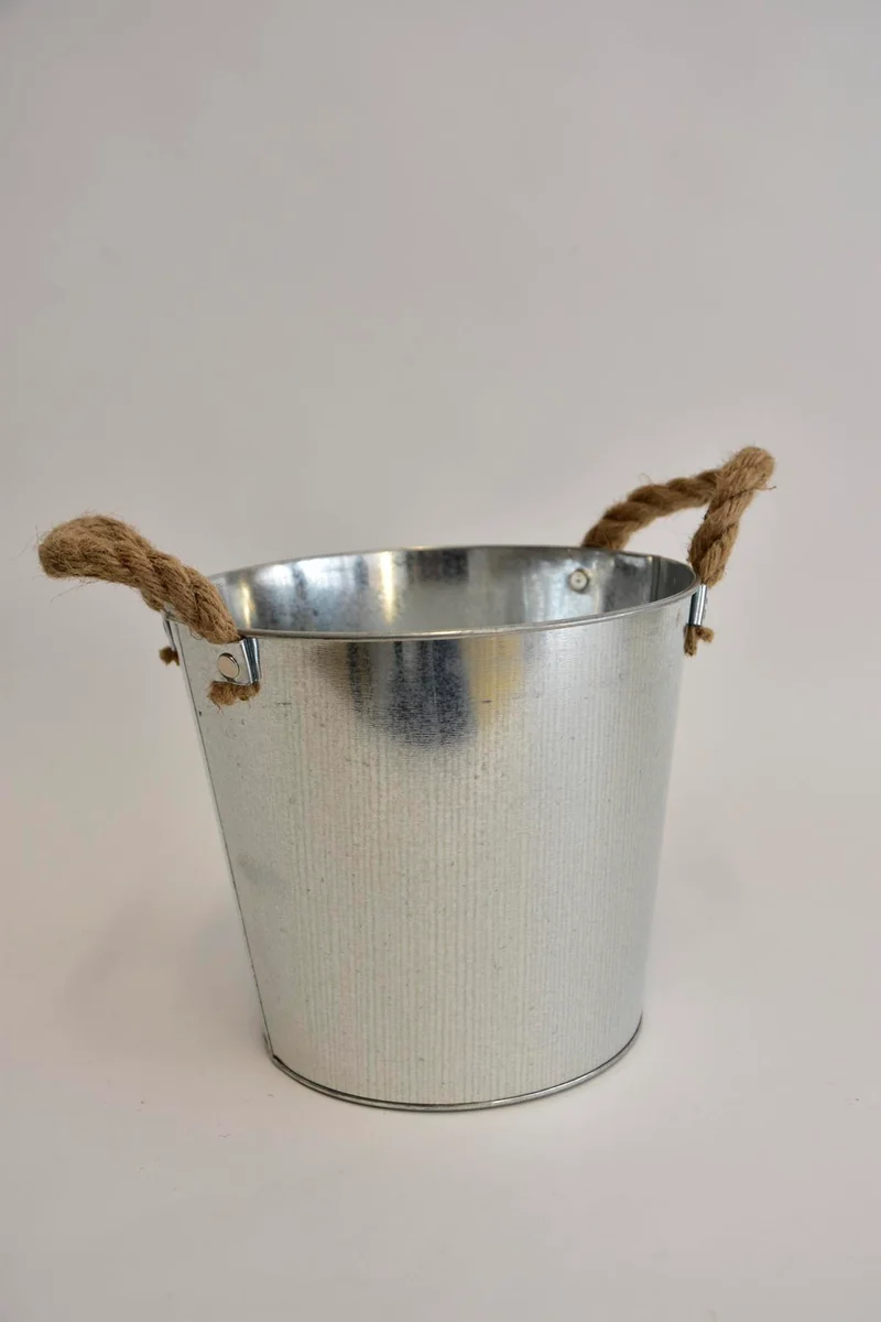 Zink Eimer mit Jute Ohren D21 H19cm
