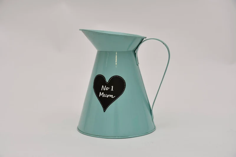 Milchkanne Zink pastellblau "No 1 Mum" D14 H17,5cm