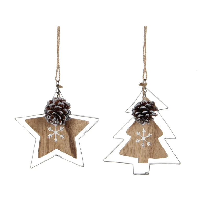 Ornament Sternbaum L.braun 2 sortiert - L11xB11xH1cm