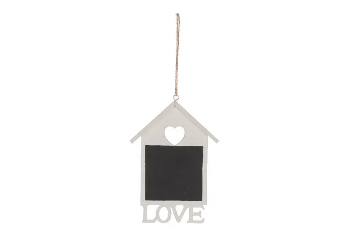 Holzhaus mit "LIEBE" 14 cm 3 Stück Weiß/Schwarz